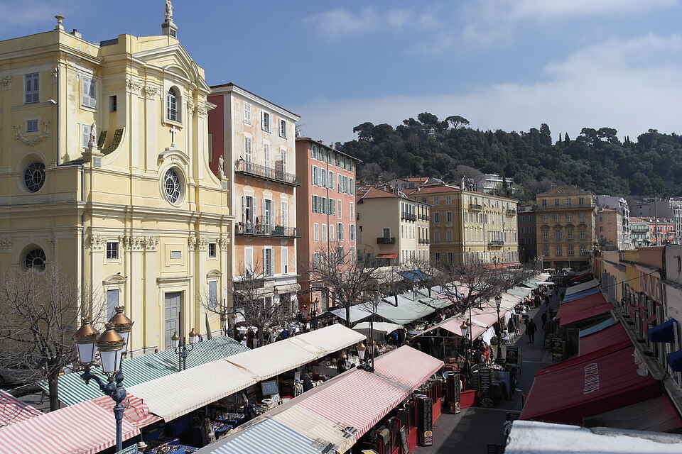 Cours Saleya, Blomstermarkedet, Vielle ville, Nice, marts 2014